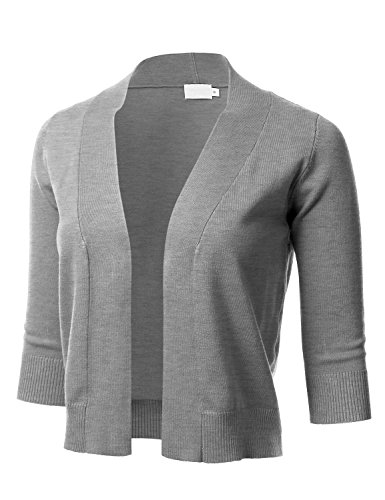 Women's Classic 3/4 Sleeve Open Front Cropped Cardigan (S-3XL)