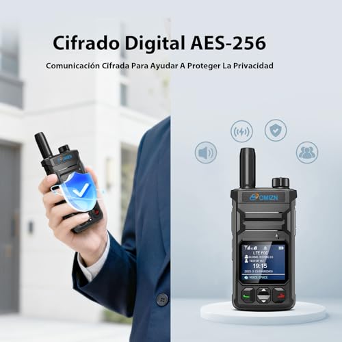 OMIZN T6 Radios de Comunicación Globales 4G LTE Distancia Ilimitada, Cifrado AES-256, Recargables para Equipos de Trabajo, Familias y Actividades al Aire Libre, Paquete de 2