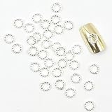 PInzanF 100PCS 3D Nail Jewelry Silver Wedding Ring for False Acrylic Molds Nail Art Decorations