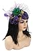 Mardi Gras Cocktail Tea Party Feather Fascinators Flower Dot Veil Headwear Top Hats Wedding Headband for Women (Yellow&Purple&Green)