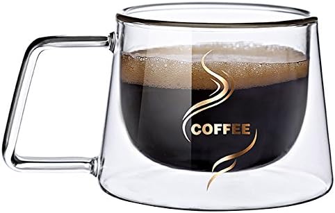 Double layered heat insulation coffee cup; heat-resistance and scald-proof transparent glass,Creative Glass Gift Cups,Heat Resistant Layered Top Quality 200ml（6.8oz)
