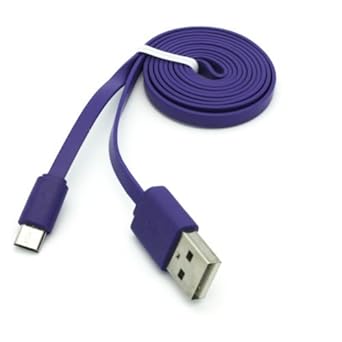 Premium Purple 3ft Flat USB Cable Charging Cord Data Sync Wire for Lenovo Yoga Tablet 8 - LG G Pad 10.1 - LG G Pad 7.0 - LG G Pad 8.0 - LG G Pad 8.3 - ...