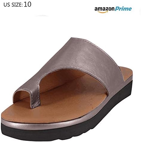 CARETHYS 2019 Women Comfy Platform Sandal Shoes Summer Beach Travel Shoes Ladies Soft Slides Slippers - Bunion Shoes for Women（US Size10） Silver