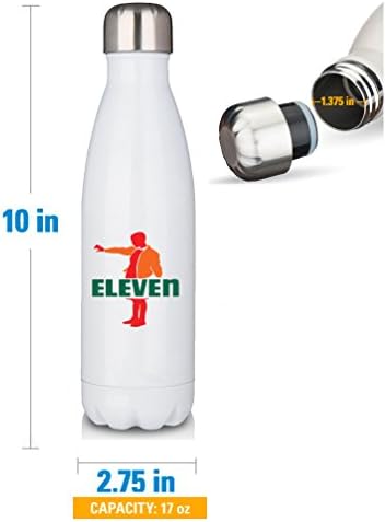 Premium White 17oz Double Walled Insulated Cola-Shaped Stainless Water Bottle/Funny Fan Made Seven Eleven Parody Art