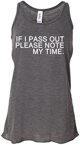 If I Pass Out Please Note My Time Fitness Racerback Grey Tank Top with Saying Grey Small