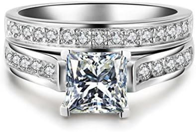Auwer 2-in-1 Engagement Ring, Hot Fashion Lady Zirconia Ring Creative Set Ring Accessories Engagement Ring for Women Jewelry Gift
