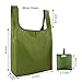 HOMMLOVE Reusable Grocery Bags Set of 5, Grocery Tote Foldable into Attached Pouch, Ripstop Polyester Reusable Shopping Bags, Washable, Durable and Lightweight (Moss)