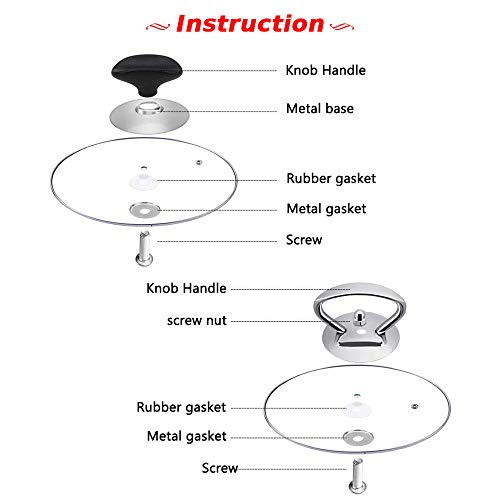 Homgaty 4 Part Universal Pan Pot Grip Lid Cover Knob Handle, Stainless Steel Kitchen Cookware Replacement Handgrip Lid Knob Cap - Thumbnail 3