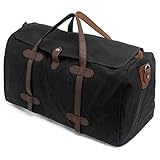 S-ZONE Waterproof Waxed Canvas Leather Trim Travel Tote Duffel Handbag Weekend Bag