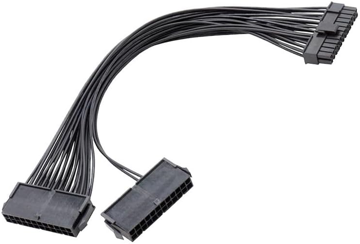 Mugetech 24-Pin Dual PSU Power Supply Extension Cable ATX Motherboard 30cm