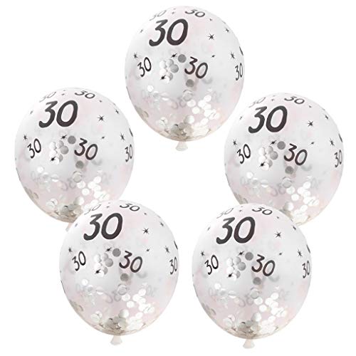 20pcs 30th Party Balloons Confetti Balloons Number Balloons for Birthday Party Wedding Anniversary Ceremony Decoration - Silver - Thumbnail 4