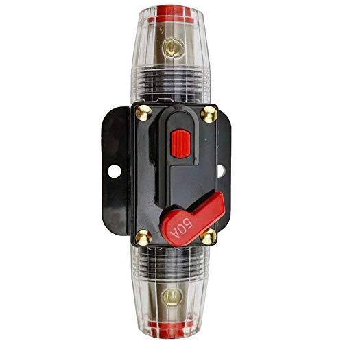 Car Audio Inline Fuse Breaker - 50A Reset Circuit Breaker Fuse Holders for Stereo Switch System Protection 12V-24V DC