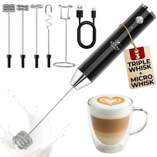 Zulay Kitchen Rechargeable Milk Frother Handheld - Frother Wand, Drink Mixer, Electric