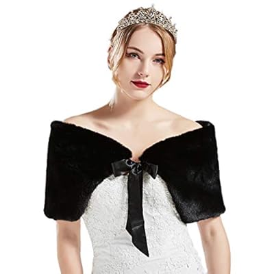 BABEYOND Womens Faux Fur Collar Shawl Bridal Faux Fur Scarf Wrap for Wedding BABEYOND Womens Faux Fur Collar Shawl Bridal Faux Fur Scarf Wrap for Wedding