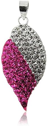 Pink Sapphire Muti Crystal Stone Serrate Leaf with 925 Sterling Silver Pendant Body jewelry.