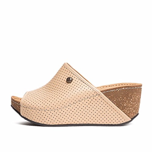 Pierre cardin women s leather comfort wedge sandal, bei…