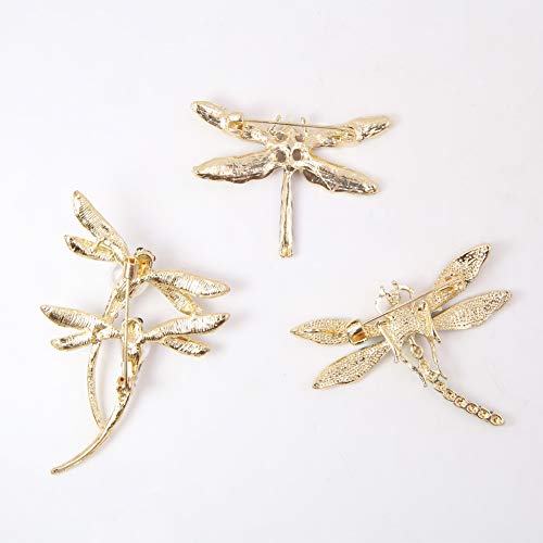 Apol 6 Pcs Dragonfly Themed Enamel Crystal Rhinestones Brooch Pin Women Jewelry Clothes Dress Scarf Decoration Lapel Pin