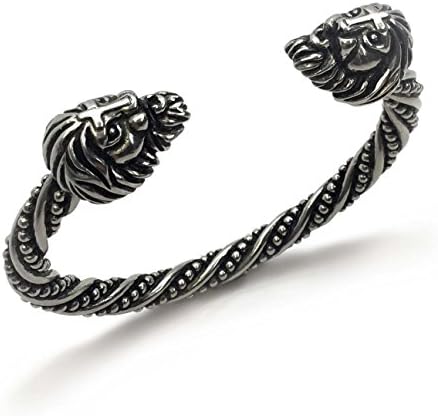 Viking Asgardian Style Lion Head Bangle Bracelet