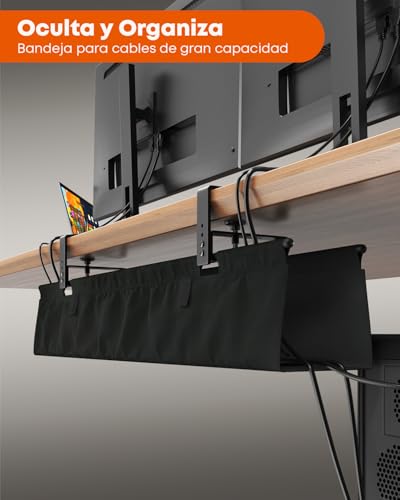 Cable Duct Desk No Drilling 90cm Under Cable Management Desk Clamps/Screw Mount | Escritorio de gestión de cables de tela de 91 cm con abrazadera/tornillo de fijación