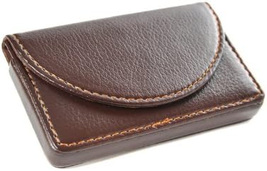 Pindi Brown Leather Business Name Card Wallet/Holder with Magnetic Shut (N001-BR US) (1, brown)