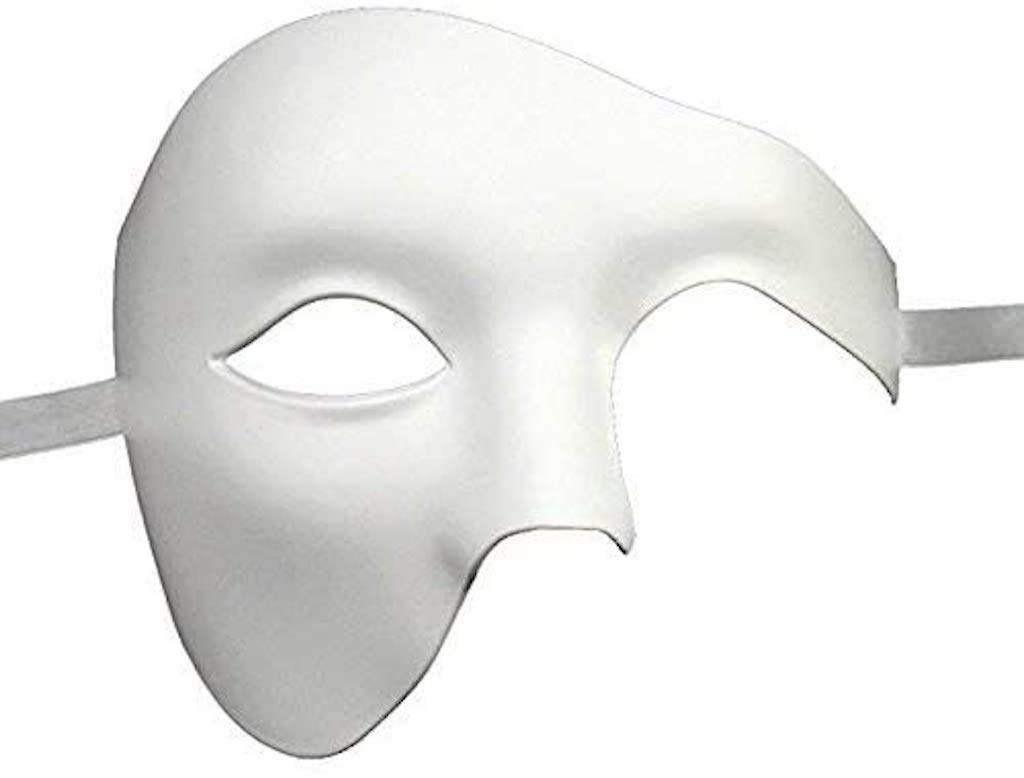 THE GOOD LIFE MENS WHITE HALF FACE PHANTOM QUALITY VENETIAN MASQUERADE THEATRICAL CARNIVAL PARTY EYE MASK