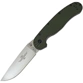 Ontario Knife Company Rat I Folding Pocket Knife, Satin AUS-8 Stainless Steel Drop Point Blade, Foliage Green Nylon Handle Liner Lock Knife, Everyday Carry Knife &ndash; ON8848FG
