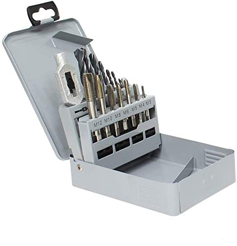 Tap and Die Set 15 pcs. Short Machine Tap M3-M12, HSSG, with Core Hole drills