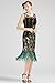 BABEYOND 20's Vintage Peacock Sequin Fringed Party Flapper Dress (X-Large, Black with Green Fringe-2)