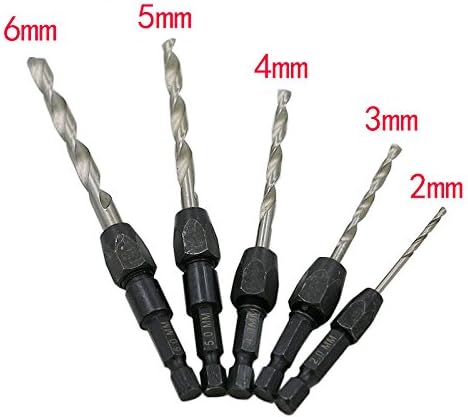 Here4Tool HT23007 Swift Exchange Hex Shank HSS6542 Twist Drill Bits Set 5-Piece
