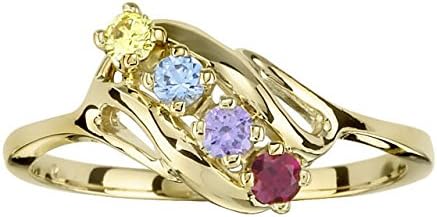 Family Mothers Ring 2 3 4 or 5 Birthstones 10k White or Yellow or Rose Gold