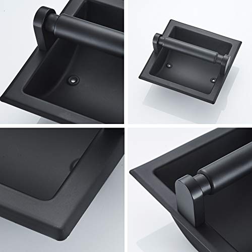 JunSun Matte Black Recessed Toilet Paper Holder Wall Toilet Paper
