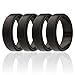 ROQ Silicone Wedding Ring for Men, 4 Pack Silicone Rubber Band Step Edge - Black - Size 11