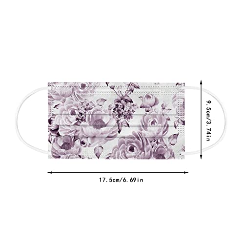 FOLOU 50 Pack Spring Disposable Face Masks for Women,3 Ply Floral