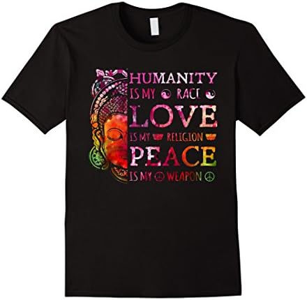 Men's Humanity Is My Race Love Is My Religion T-shirt Medium Black