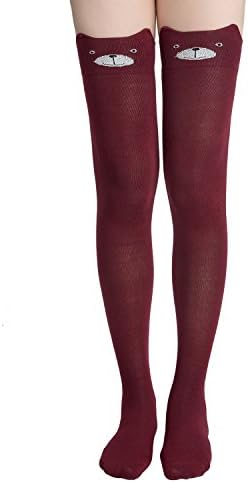 Stockings Women's Extra Long Over Knee High Socks (1 Pair) (Wine Red-1)