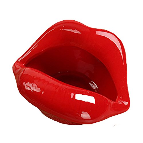 Cute cartoon ashtray lips ceramic ashtray creative personality trend ashtray fashion home mini gift (red)