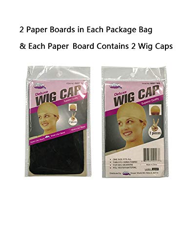 XXTAXN Stocking Wig Caps for Men Women,Black,4 Piece,2 Pack