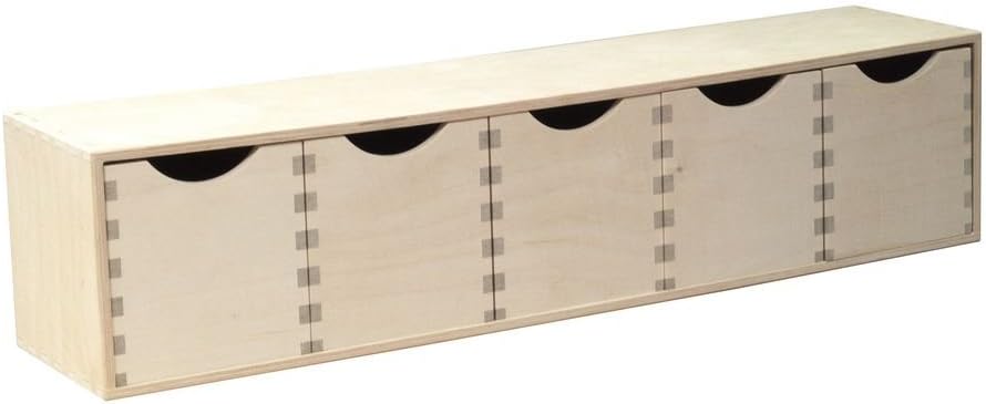 QTIMBER Drawer Unit, Birch, natural, 5er H13xB57xT12 cm