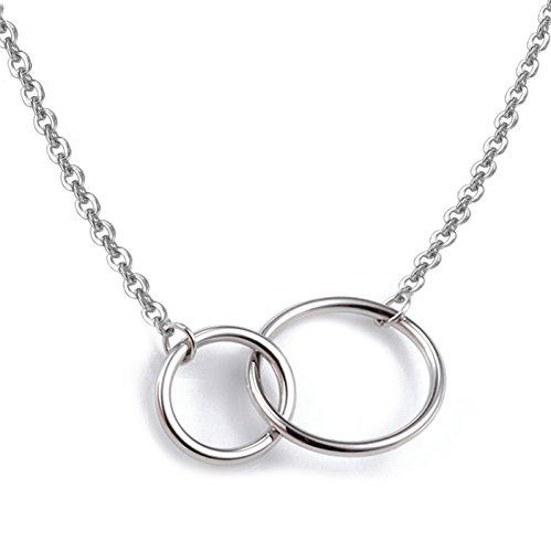 925 sterling silver necklace with interlocking two-circles pendan…