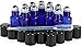 12 New 5ml Cobalt Blue Glass Roller Bottles Roll On Bottle Container with Metal Ball for Essential Oil Aromatherapy Perfumes and Lip Balms - 3ML Dropper Included