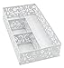 EasyPAG Desk Drawer Organizer with 4 Compartments, Carved Hollow Floral Metal Tray for Office, Jewelry, Cosmetics - No Assembly, White