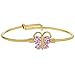 In Season Jewelry 18k Gold Plated Pink Crystal Butterfly Adjustable Bangle Baby Girls Bracelet