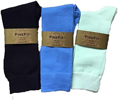 FINEFIT Men's Single Solid Colored Cotton Dress Socks (Black Blue Mint)