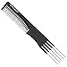 HYOUJIN615 Black Carbon 5 Metal Prong Styling Comb,Lift Teasing Comb,Lifting Fluffing Comb for Salon Use-with Five Pins and Stainless Steel Lift-Best for making bun hair style-Anti static