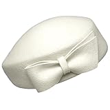 Women Pillbox Hat Wool Beret Vintage Bowler Hat for Wedding Cocktail Party