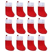 AEVIO 12 Pcs DIY Allowed Basic Felt Christmas Stockings, 15 Inches Xmas Fireplace Socks Gift Bag Christmas Tree Hanging Ornaments for Family Holiday Season Decor, Classic Red and White