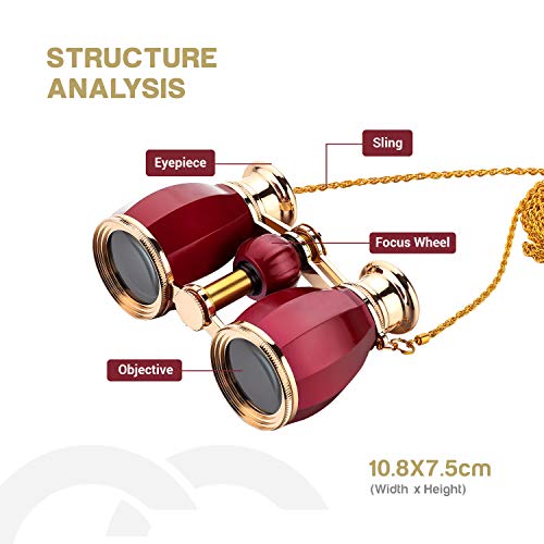 ESSLNB Opera Binoculars Glasses for Adults Women 4X30 Theater Binoculars Concerts Antique Compact Binoculars with Case Removable Chain