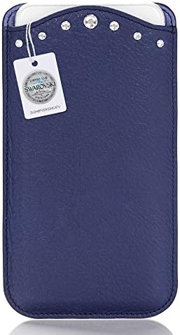 Grazioso ser. 2 Crescendo - Genuine Leather Sleeve embellished with Swarovski crystals for iPhone 7 Plus / 6 Plus / 6S Plus / Samsung Galaxy S7 Edge / S6 Edge / Note 5 / Google Pixel XL (Royal Blue)