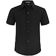 Spring&Gege Boys' Short Sleeve Dress Shirts Formal Uniform Poplin Solid