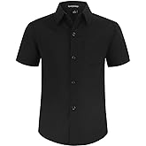 Spring&Gege Boys' Short Sleeve Dress Shirts Formal Uniform Poplin Solid